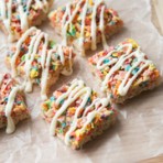 Brown Butter Fruity Pebble Rice Krispy Treats