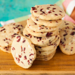 Cranberry White Chocolate Shortbread Cookies from thelittlekitchen.net