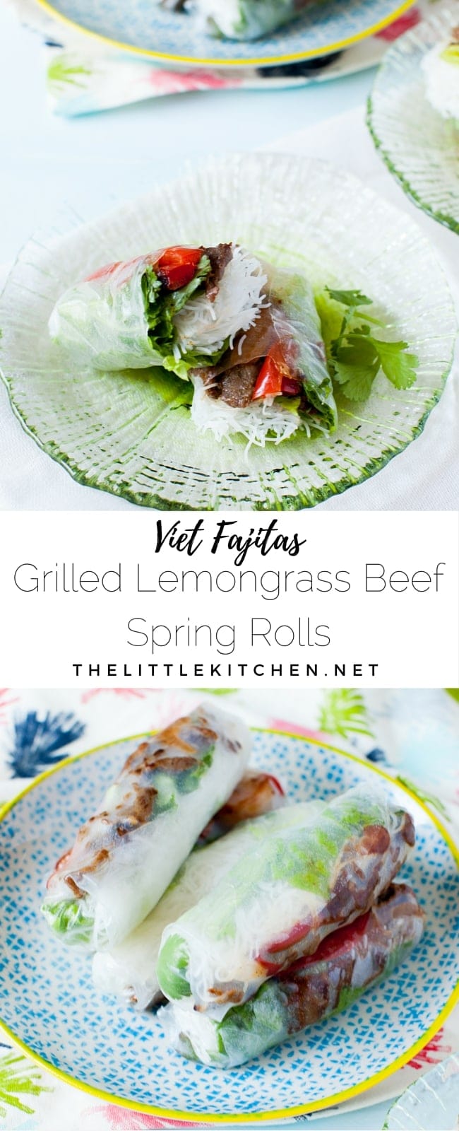 Vietnamese Spring Rolls with Grilled Lemongrass Beef from thelittlekitchen.net