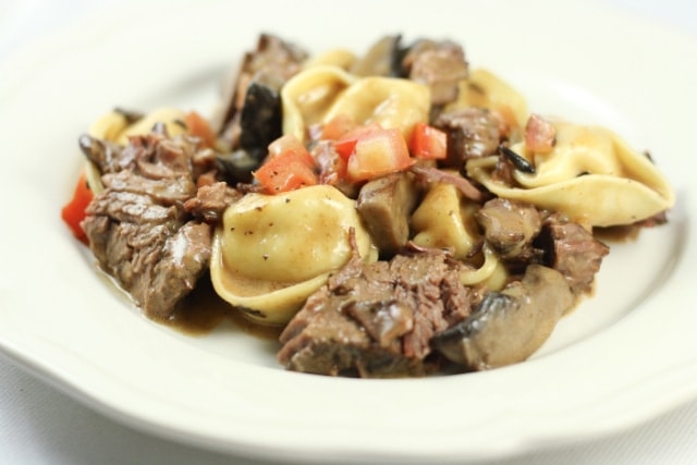 Braised Beef Short Ribs With Tortelloni In A Marsala Cream Sauce
