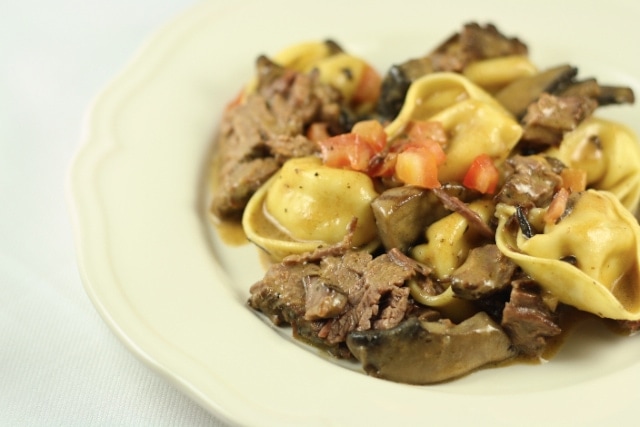 Braised Beef Short Ribs with Tortelloni in a Marsala Cream Sauce