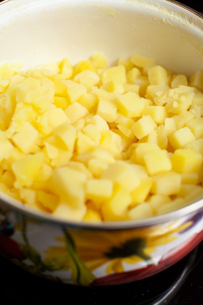 drained potatoes in a pot