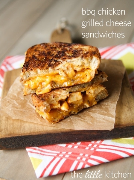 BBQ Chicken Grilled Cheese Sandwiches from TheLittleKitchen.net