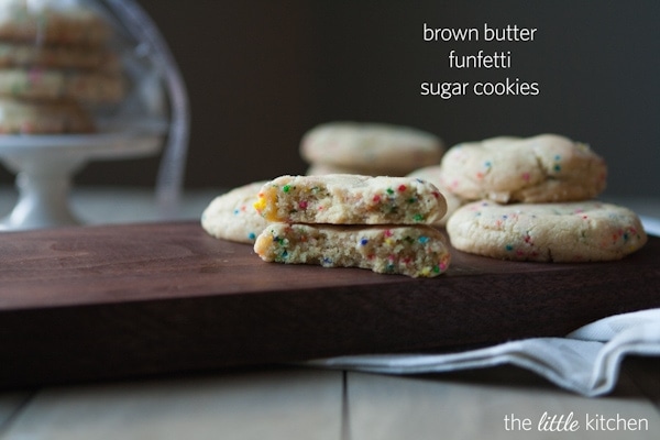 Brown Butter Funfetti Sugar Cookies from thelittlekitchen.net