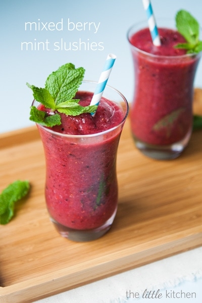 Mixed Berry Mint Slushies from the little kitchen