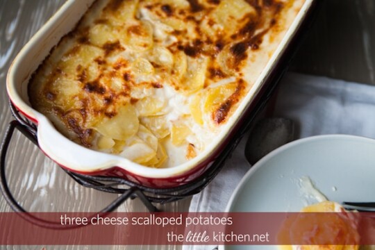 Three Cheese Scalloped Potatoes from thelittlekitchen.net