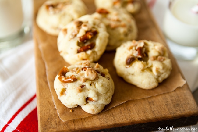 White Chocolate Toffee Crunch Cookies from thelittlekitchen.net