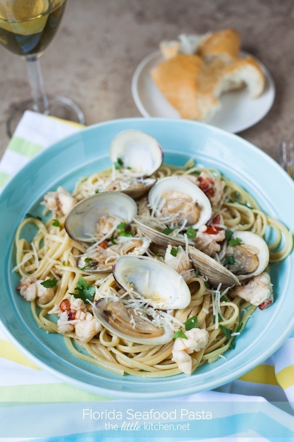 Florida Seafood Pasta in a White Wine Sauce