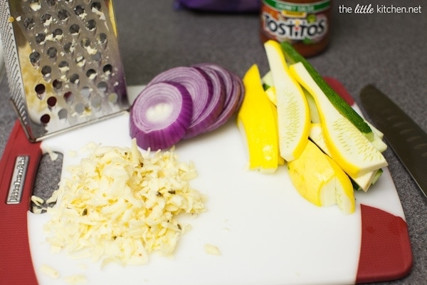 Tostitos SCOOPS! with Grilled Vegetables and Pepper Jack Cheese from The Little Kitchen