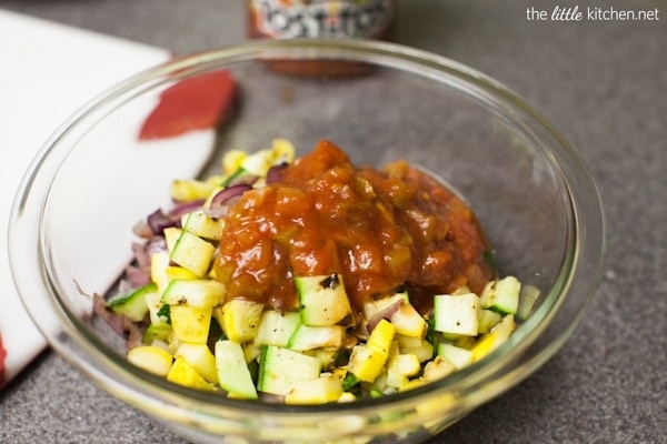 Tostitos SCOOPS! with Grilled Vegetables and Pepper Jack Cheese from The Little Kitchen