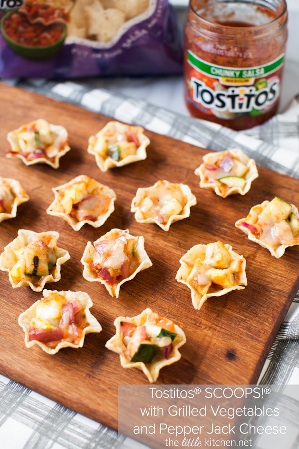 Tostitos SCOOPS! with Grilled Vegetables and Pepper Jack Cheese from The Little Kitchen