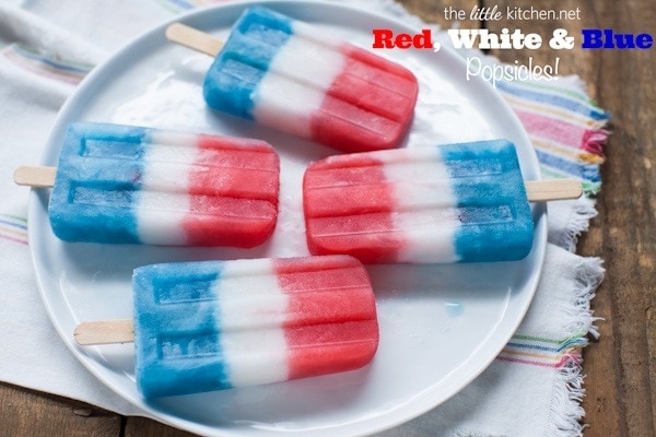 Red, White & Blue Popsicles from thelittlekitchen.net