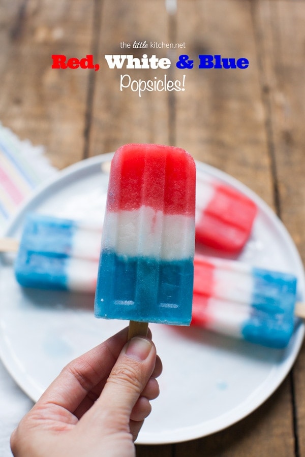 Red, White & Blue Popsicles from thelittlekitchen.net