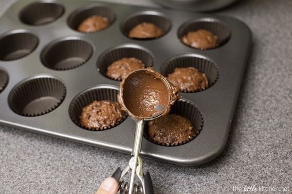 Triple Chocolate Cupcakes with Pink & Chocolate Swirled Frosting from thelittlekitchen.net