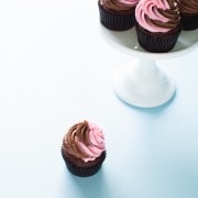 Triple Chocolate Cupcakes with Pink & Chocolate Swirled Frosting from thelittlekitchen.net