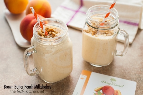 Brown Butter Peach Milkshakes from thelittlekitchen.net