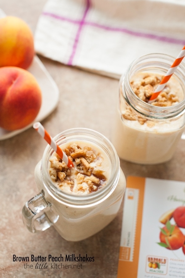 Brown Butter Peach Milkshakes from thelittlekitchen.net