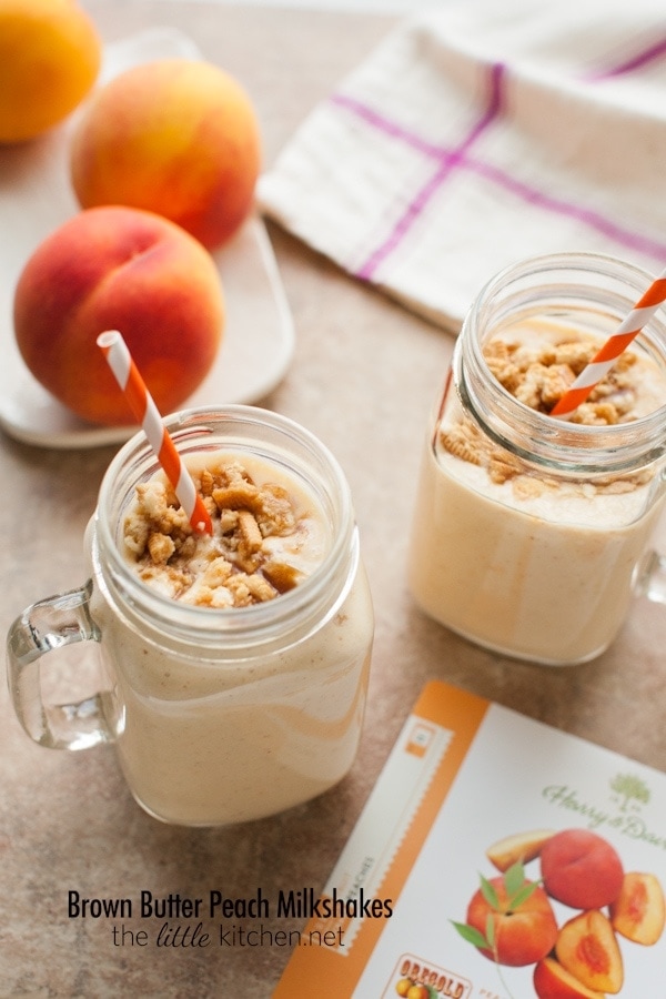 Brown Butter Peach Milkshakes from thelittlekitchen.net