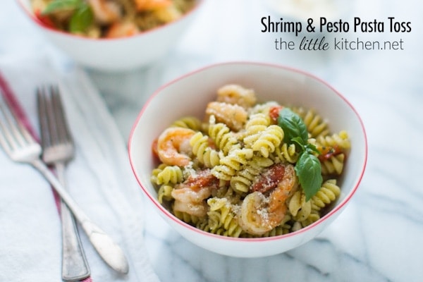 Shrimp and Pesto Pasta Toss from thelittlekitchen.net