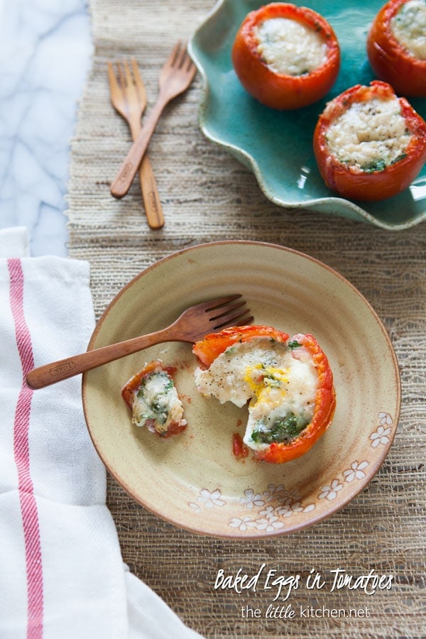 Baked Eggs in Tomatoes from thelittlekitchen.net