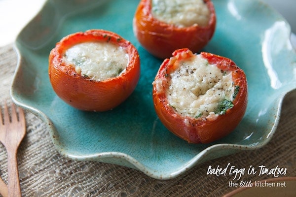 Baked Eggs in Tomatoes from thelittlekitchen.net