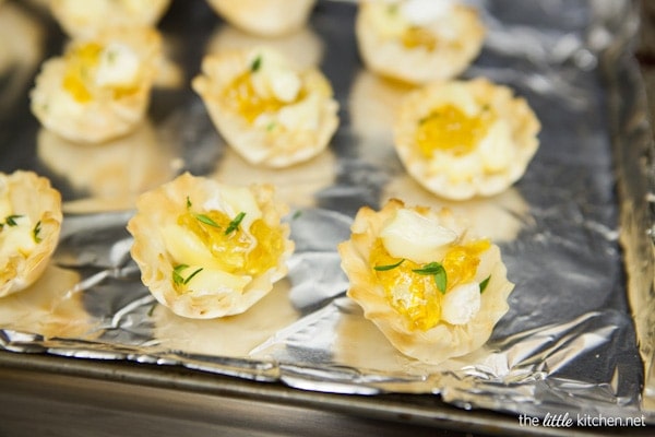 Camembert Marmalade Phyllo Cups with Thyme from thelittlekitchen.net