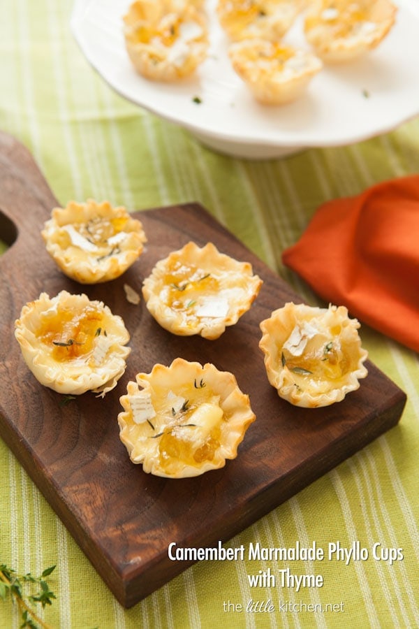 Camembert Marmalade Phyllo Cups with Thyme from thelittlekitchen.net