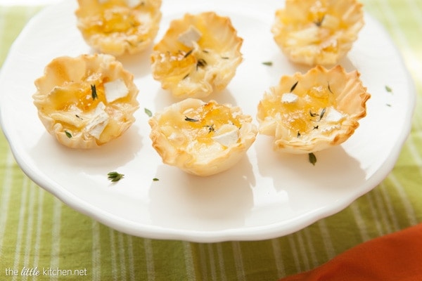 Camembert Marmalade Phyllo Cups with Thyme from thelittlekitchen.net