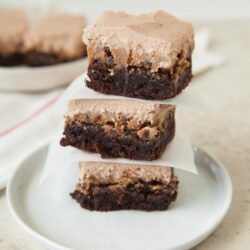 Chocolate Chip Mocha Cookie Dough Brownies from thelittlekitchen.net