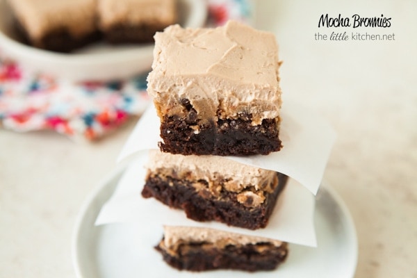 Chocolate Chip Mocha Cookie Dough Brownies from thelittlekitchen.net