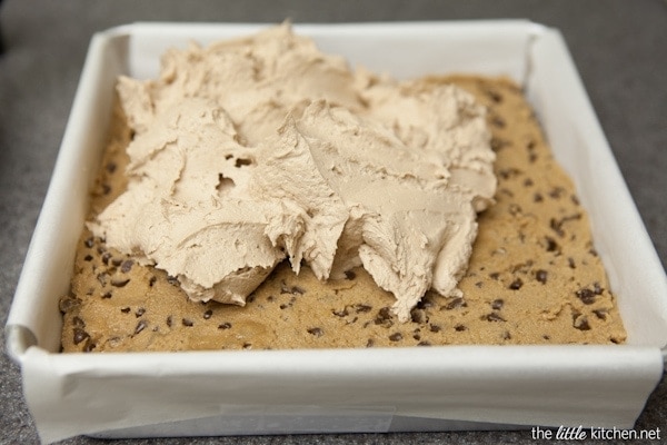 Chocolate Chip Mocha Cookie Dough Brownies from thelittlekitchen.net
