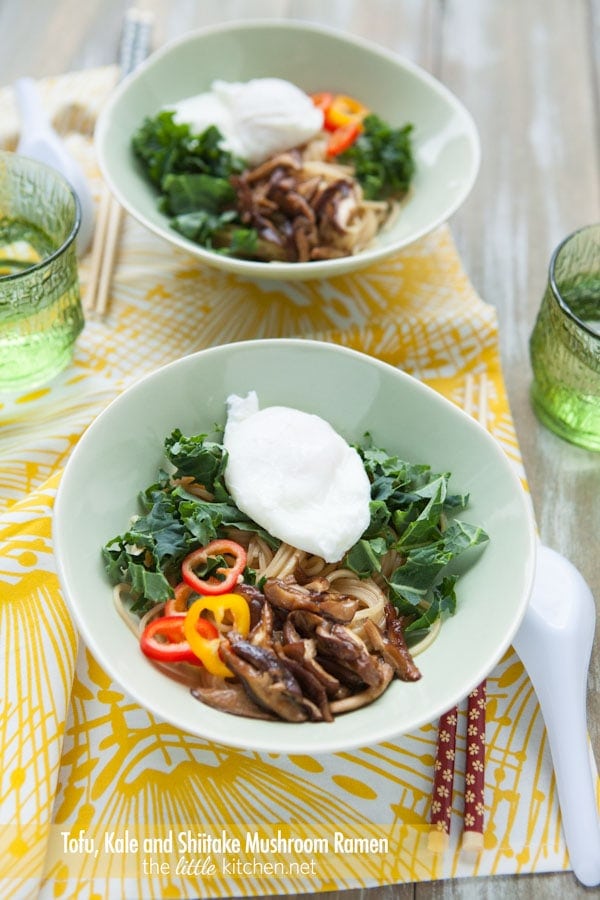 Tofu, Kale & Shiitake Mushroom Ramen Noodle Soup from thelittlekitchen.net