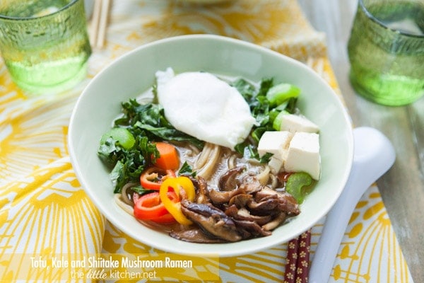 Tofu, Kale & Shiitake Mushroom Ramen Noodle Soup from thelittlekitchen.net