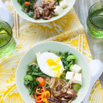 Tofu, Kale & Shiitake Mushroom Ramen Noodle Soup from thelittlekitchen.net