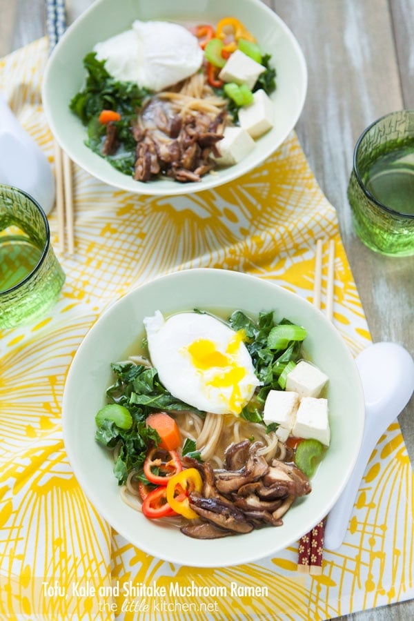 Tofu, Kale & Shiitake Mushroom Ramen Noodle Soup from thelittlekitchen.net