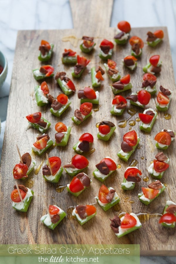 Greek Salad Celery Appetizers from thelittlekitchen.net