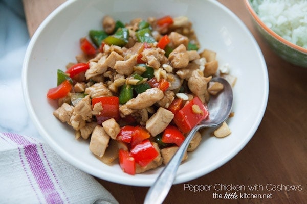 Pepper Chicken with Cashews Stir Fry from thelittlekitchen.net