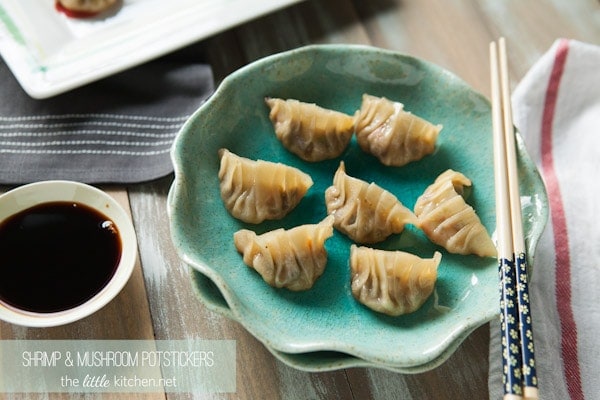 Shrimp and Mushroom Potstickers from thelittlekitchen.net