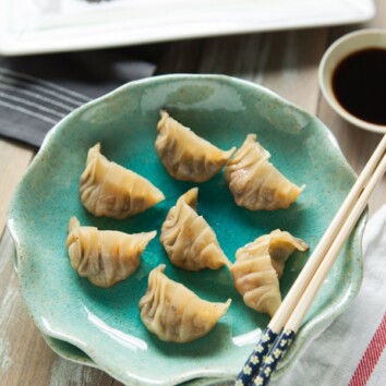 Shrimp and Mushroom Potstickers from thelittlekitchen.net