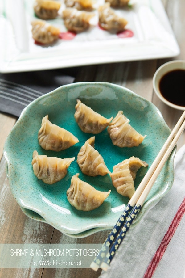 Shrimp and Mushroom Potstickers from thelittlekitchen.net