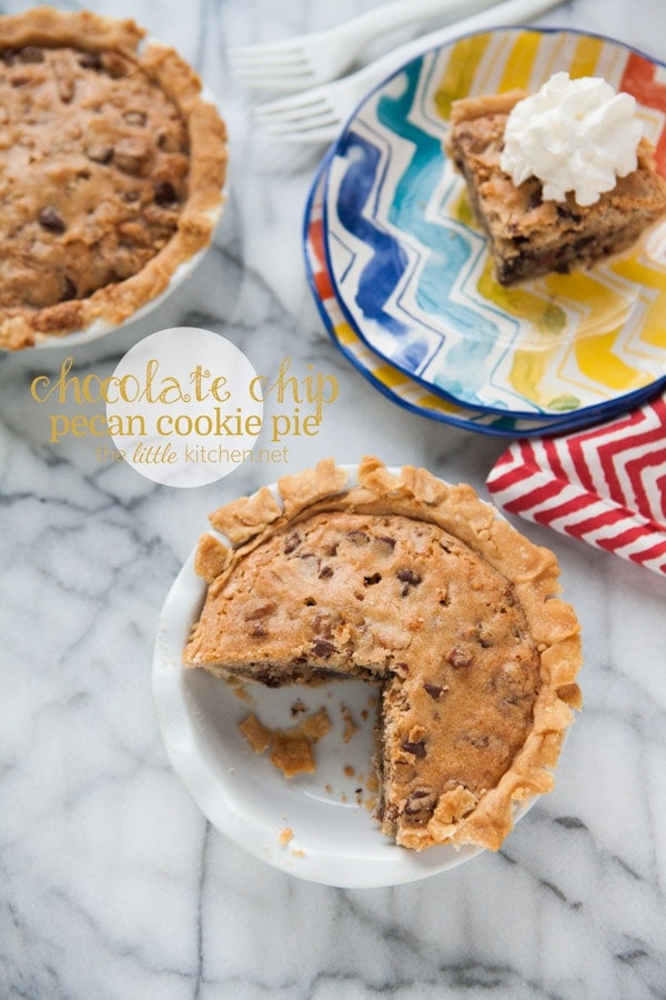 Chocolate Chip Pecan Cookie Pie from thelittlekitchen.net