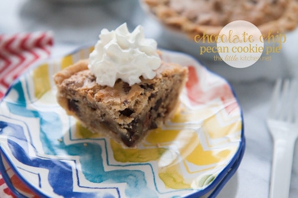 Chocolate Chip Pecan Cookie Pie from thelittlekitchen.net