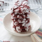 Red Velvet Cream Cheese Crinkle Cookies from thelittlekitchen.net