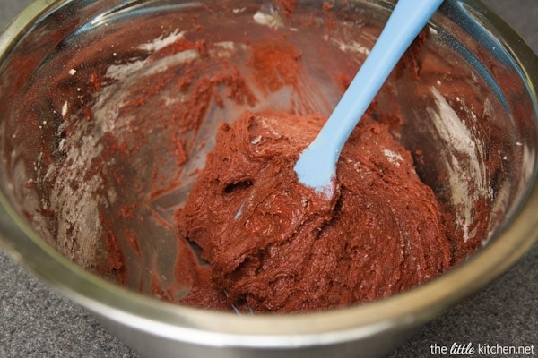 Red Velvet Cream Cheese Crinkle Cookies from thelittlekitchen.net