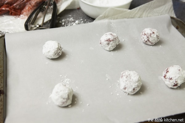 Red Velvet Cream Cheese Crinkle Cookies from thelittlekitchen.net