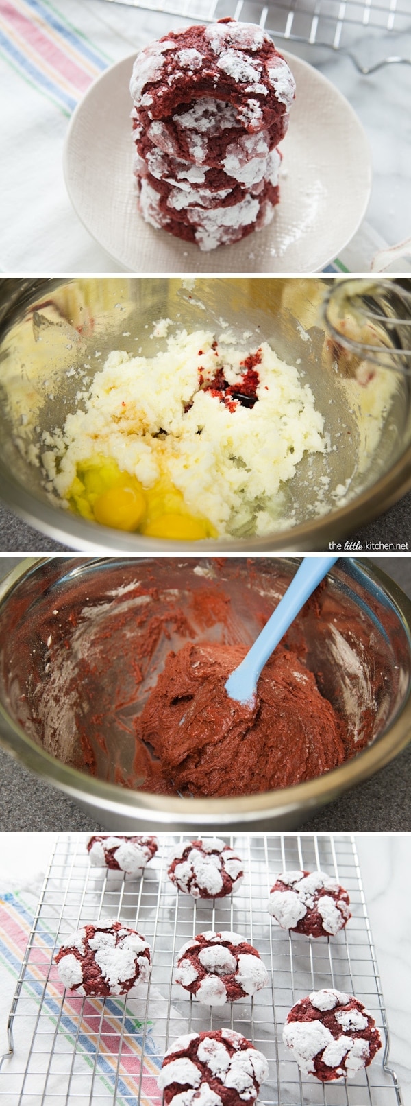 {amazing} Red Velvet Cream Cheese Crinkle Cookies from thelittlekitchen.net