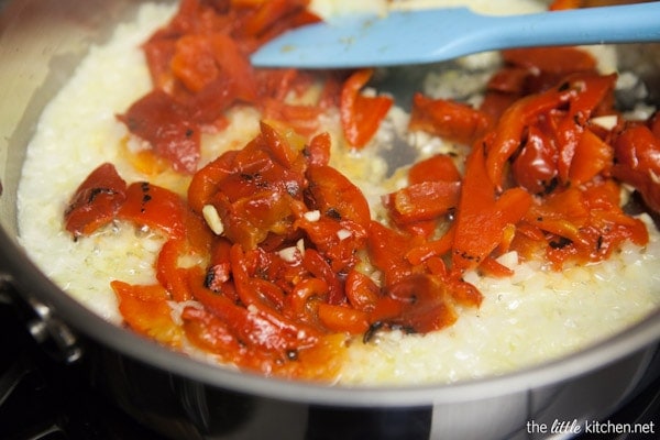 Roasted Red Pepper Pasta with Goat Cheese from thelittlekitchen.net