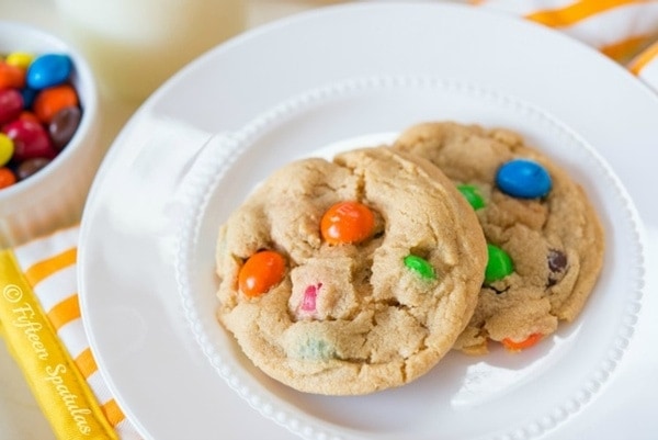 Peanut Butter M&M Cookies from Fifteen Spatulas