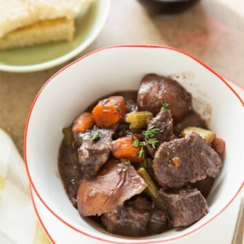 Pressure Cooker Red Wine Beef Stew from thelittlekitchen.net