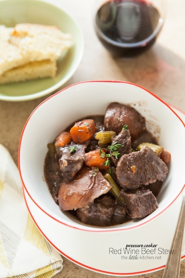 Pressure Cooker Red Wine Beef Stew from thelittlekitchen.net